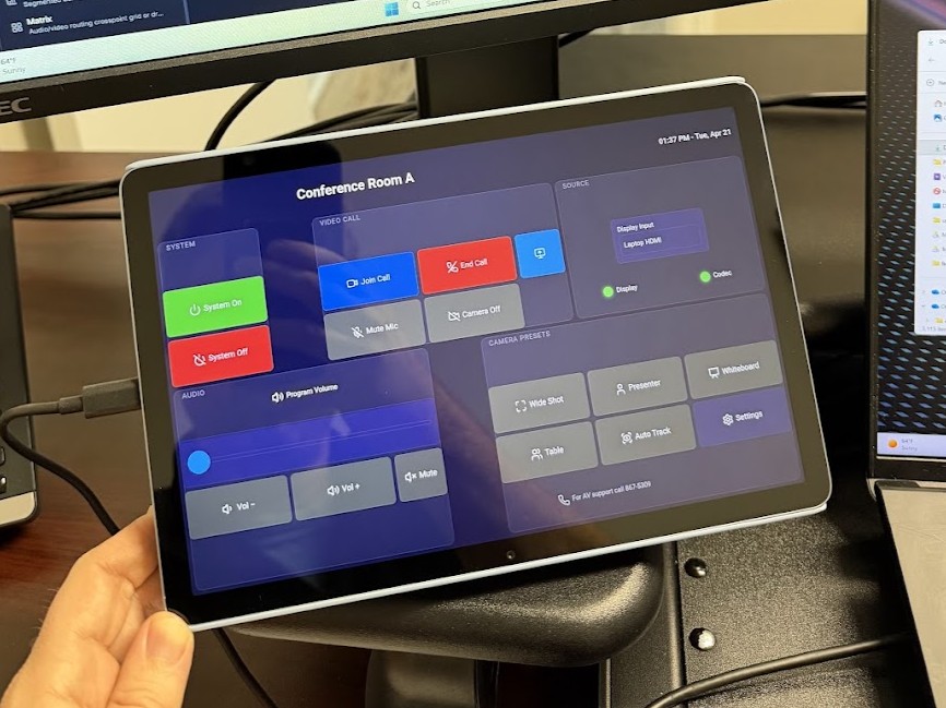 OpenAVC touch panel running on an Android tablet